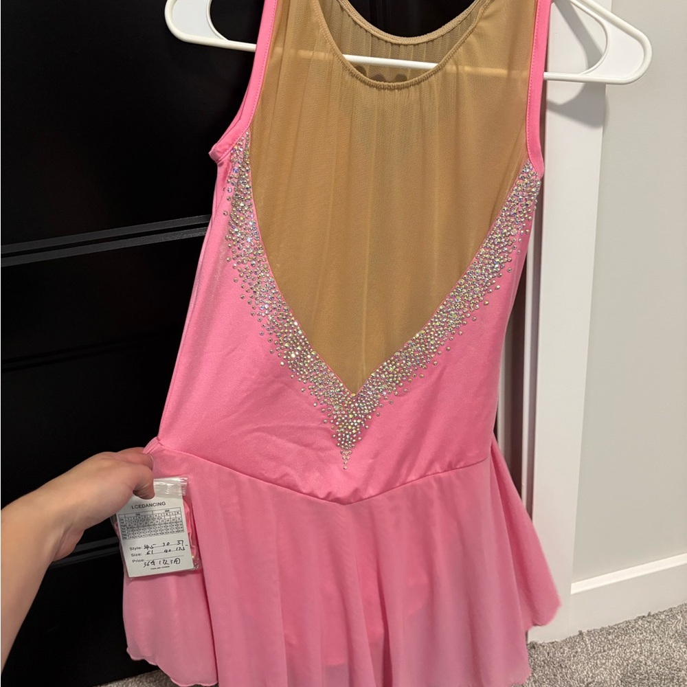 Pink rhinestone figure skating dress